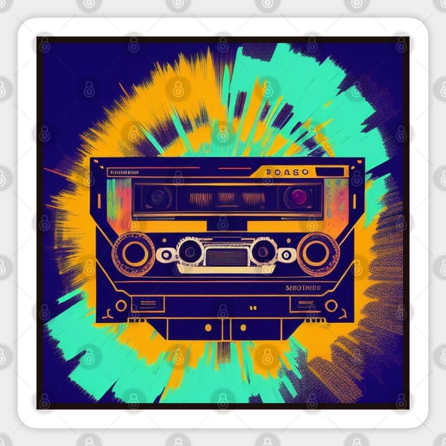 Vintage Retro Music 80s Audio Cassette Tape 086 Sticker by musicgeniusart